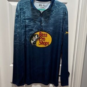 Bass Pro Shops Navy Fishing Shirt Johnny Morris